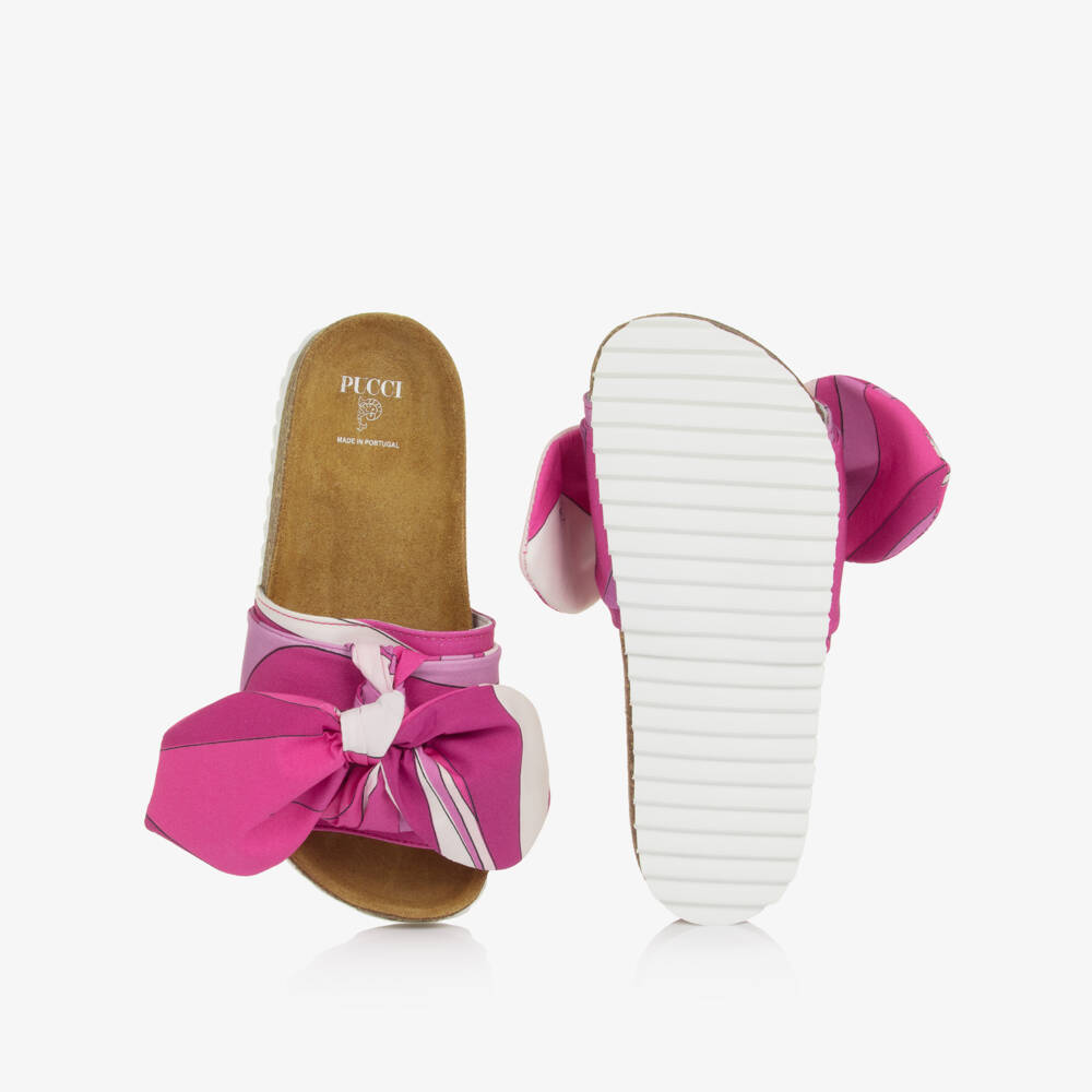 PUCCI-Girls Pink Marmo Print Sliders | Childrensalon