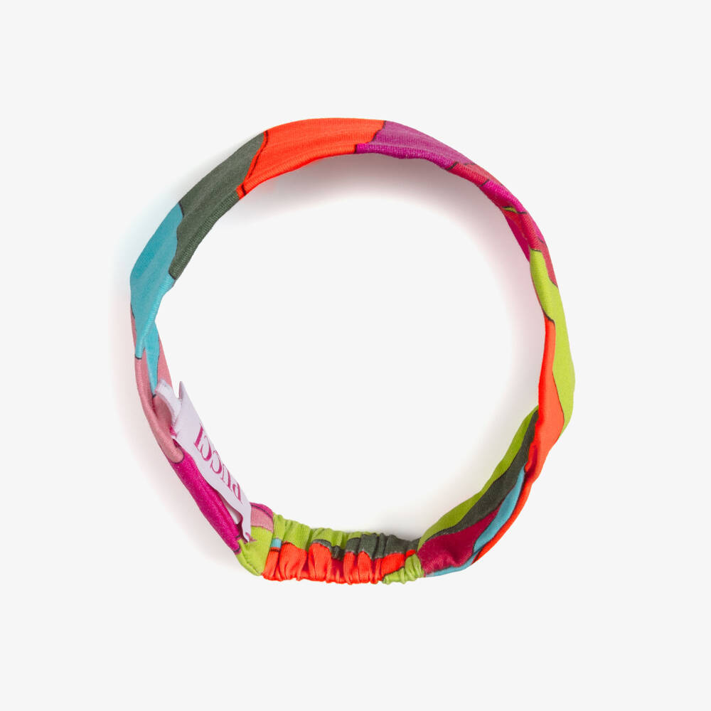 PUCCI-Girls Pink & Orange Iride Print Headband | Childrensalon
