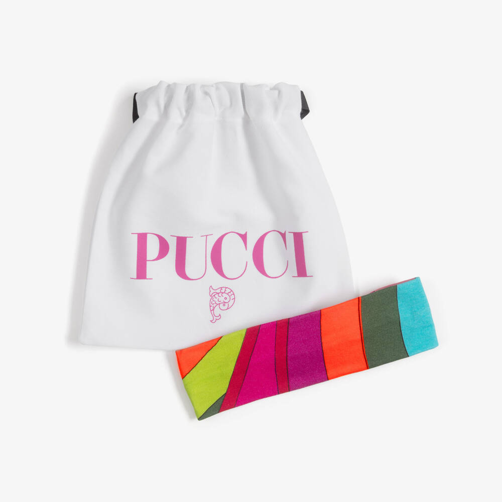 PUCCI-Girls Pink & Orange Iride Print Headband | Childrensalon