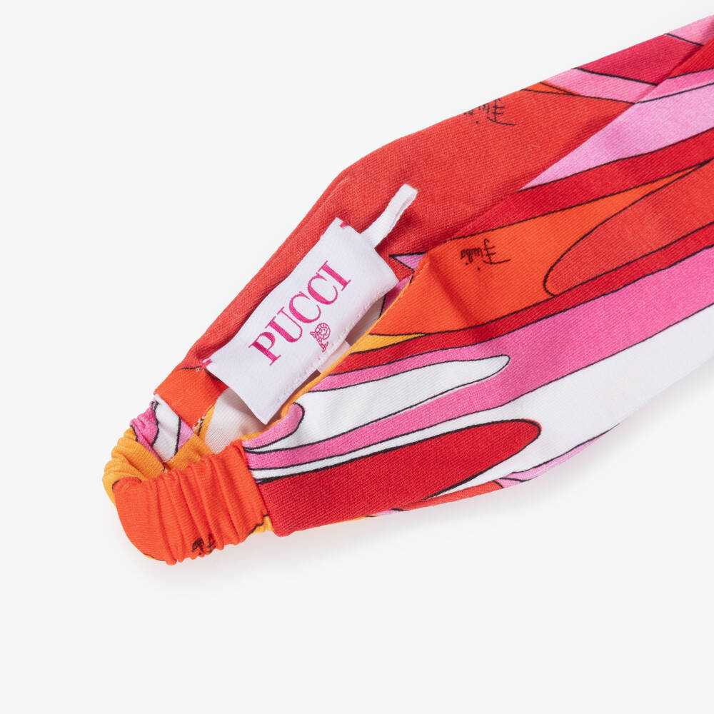 PUCCI-Повязка из хлопка розово-оранжевая Marmo для девочек | Childrensalon