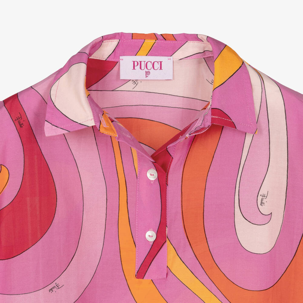 PUCCI-Girls Pink & Orange Marmo Print Beach Cover Up | Childrensalon