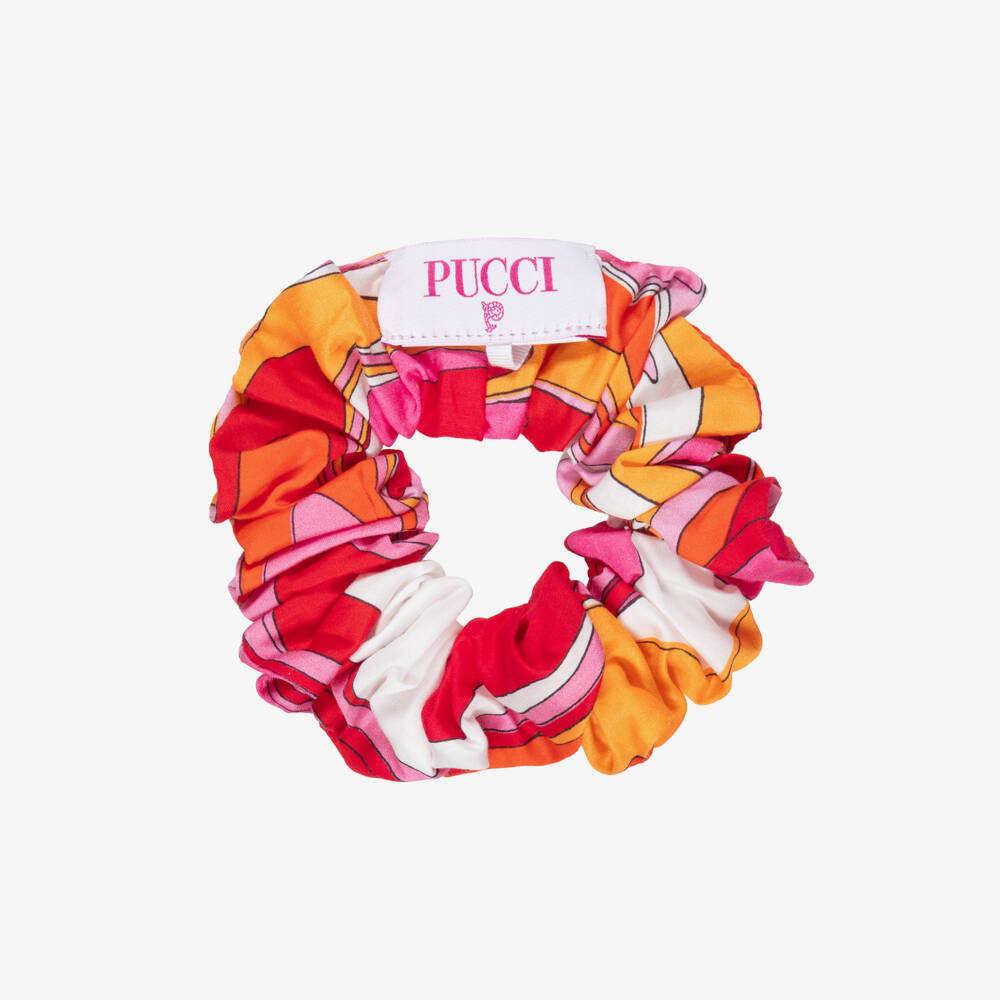 PUCCI-Girls Pink & Orange Onde Print Scrunchie | Childrensalon