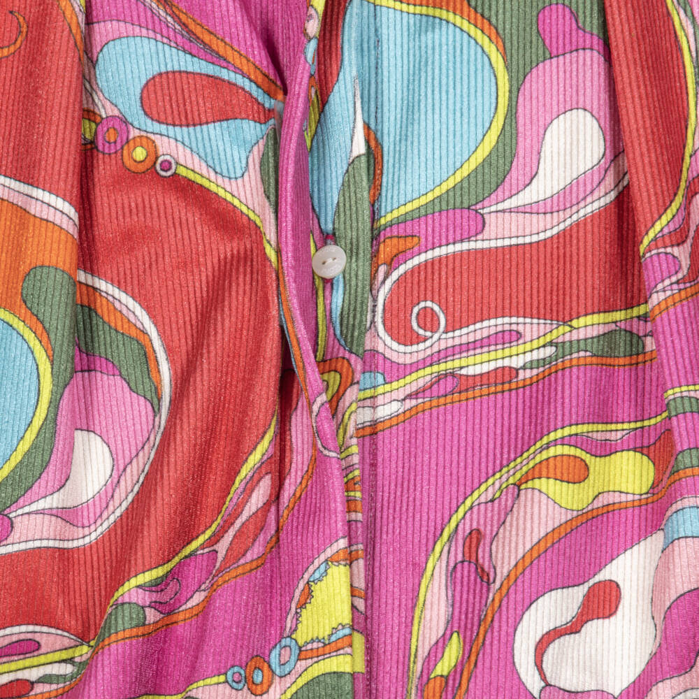 PUCCI-Girls Pink Orchidee Print Corduroy Dress | Childrensalon