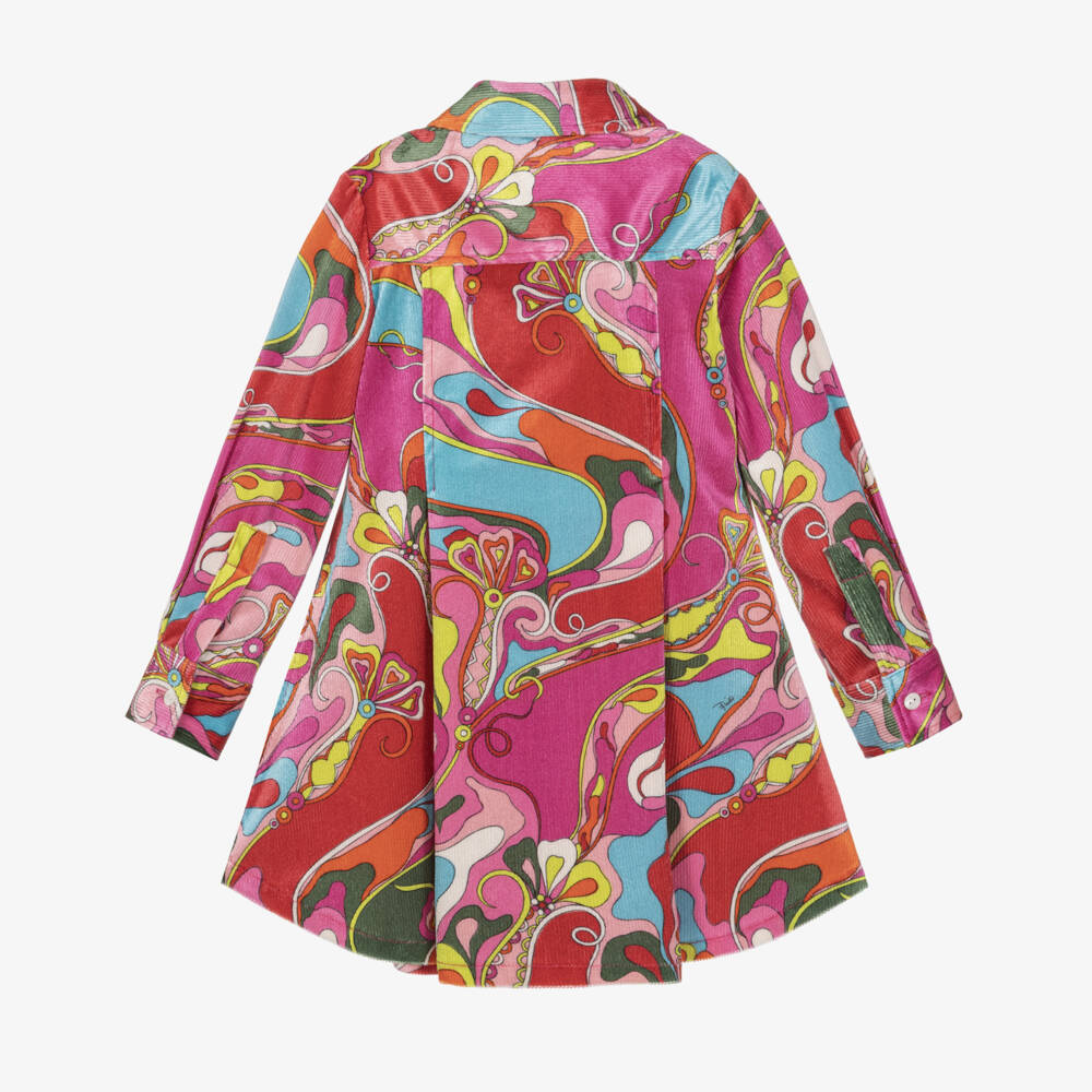 PUCCI-Girls Pink Orchidee Print Corduroy Dress | Childrensalon
