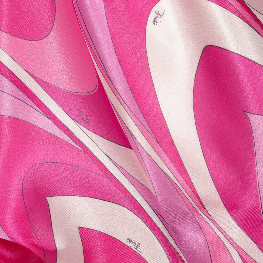 PUCCI-Girls Pink Satin Marmo Print Puffball Skirt | Childrensalon