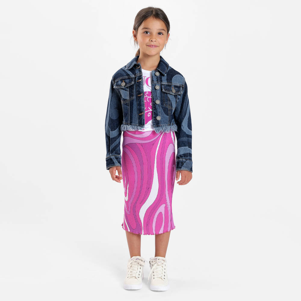 PUCCI-Girls White Cotton Embroidered Fish Motif T-Shirt | Childrensalon