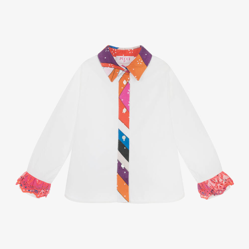 PUCCI Girls Onde Print Blouse in Pink