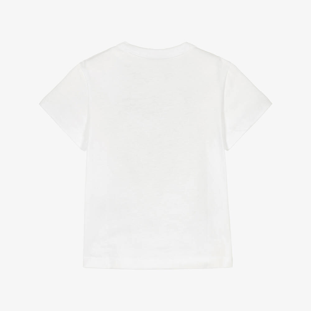 PUCCI-Girls White Cotton T-Shirt with Fish Motif | Childrensalon