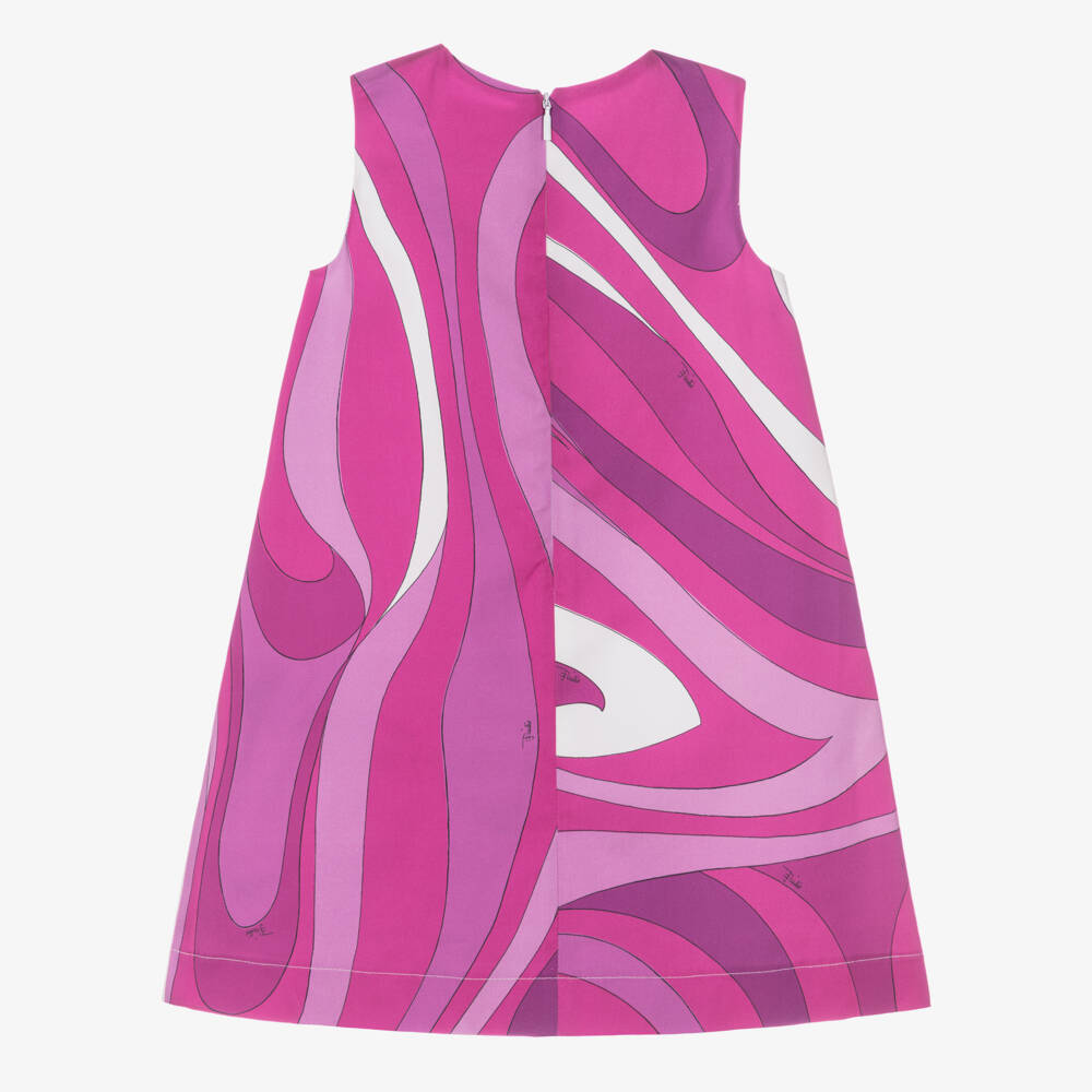 PUCCI-فستان بدون أكمام بطبعة مارمو لون أبيض وزهري للبنات | Childrensalon