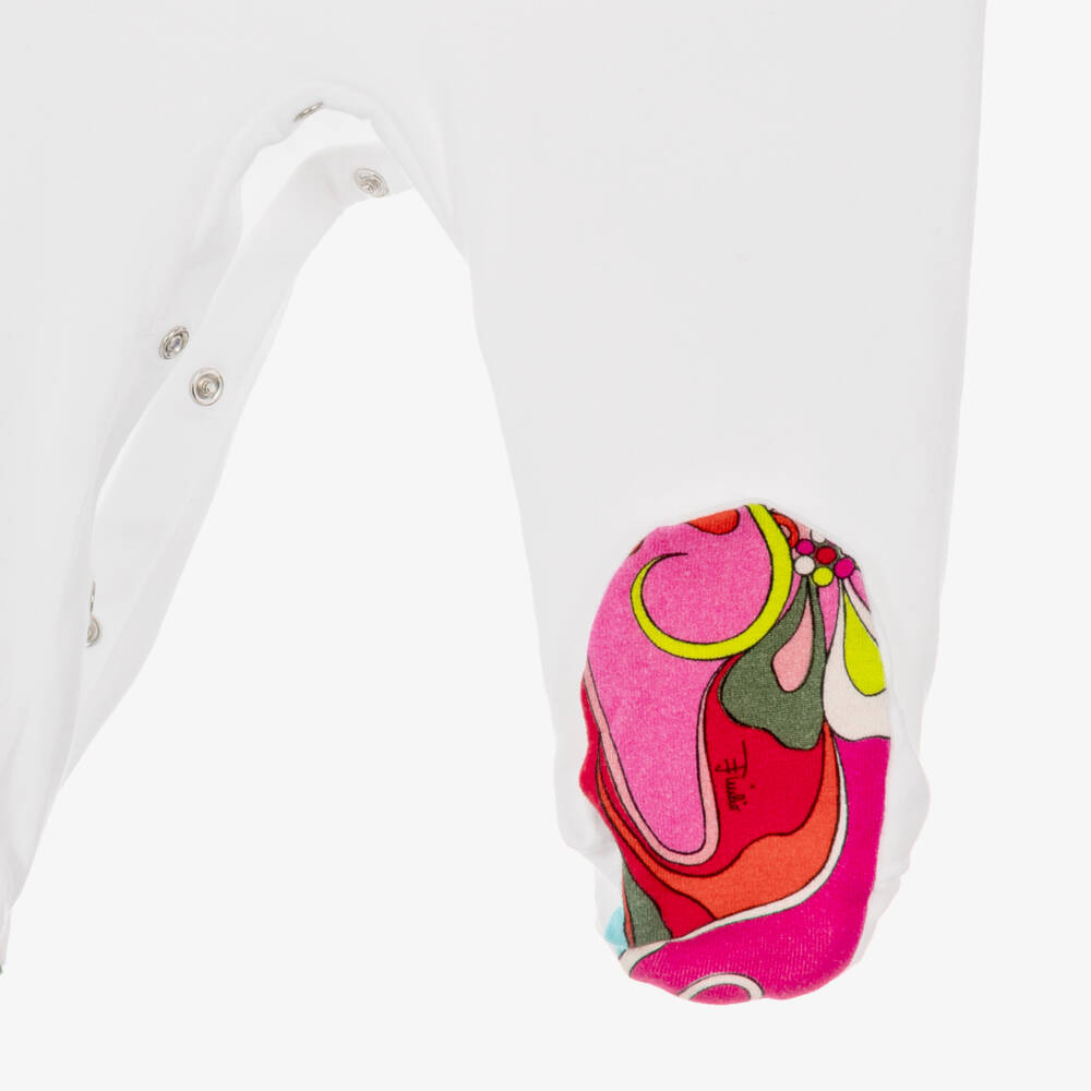 PUCCI-Girls White & Pink Orchidee Print Babysuit Gift Set | Childrensalon