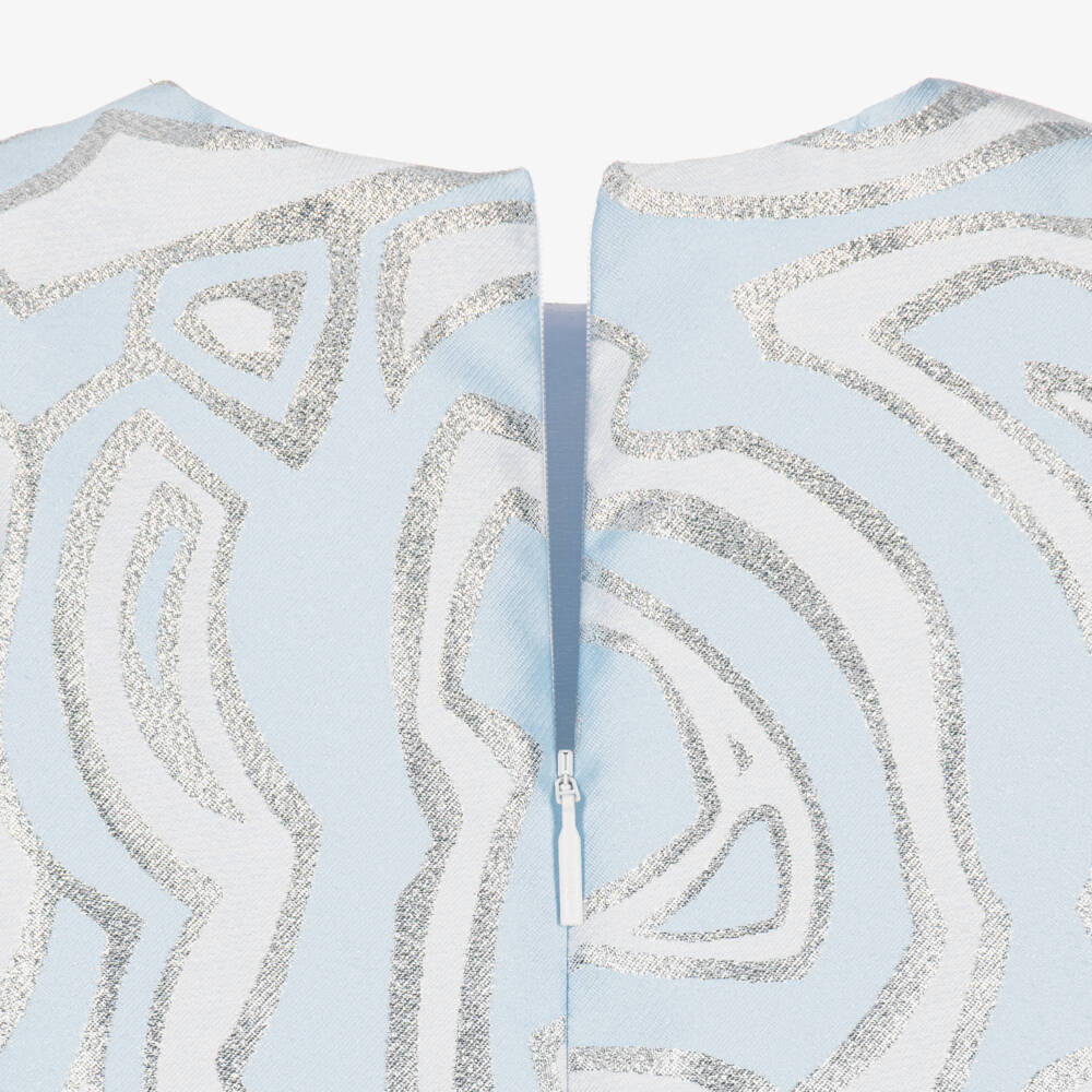 PUCCI-Little Girls Blue & Silver Labirinto Print Dress | Childrensalon