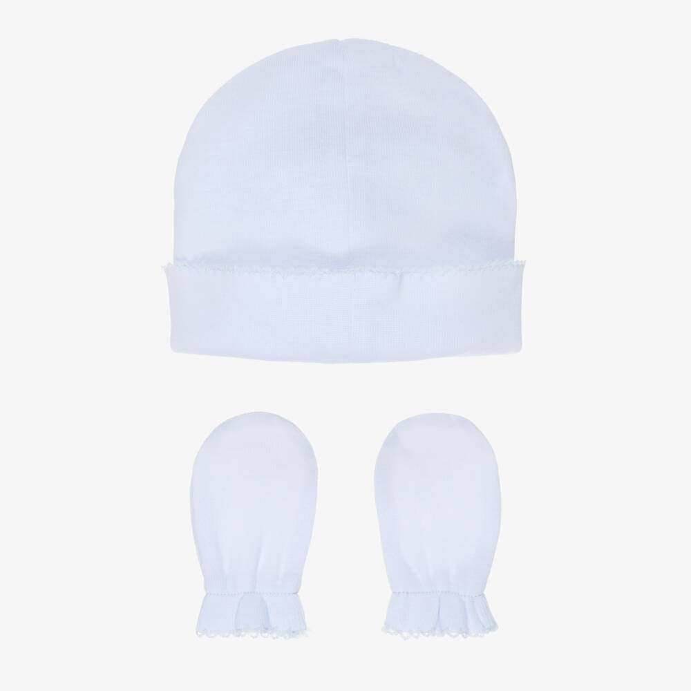 Pureté Du... Bébé-Baby Boys Blue Layette Hat & Mittens | Childrensalon