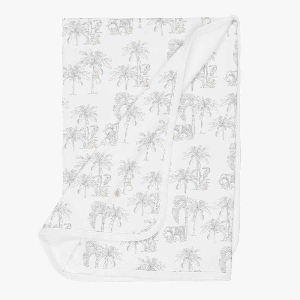 Pureté Du... Bébé-Baby Boys Cotton Blanket with Grey Jungle Print (73cm) | Childrensalon