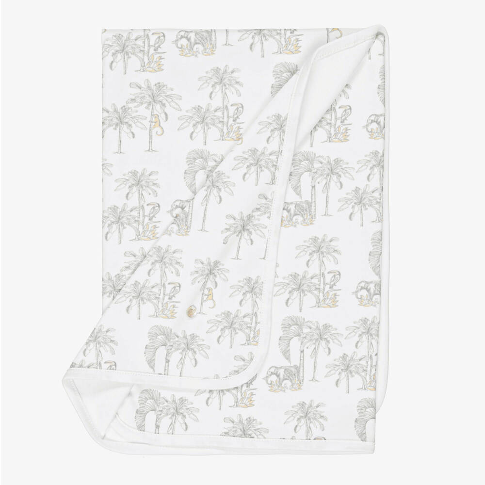 Pureté Du... Bébé-بطانية قطن بطبعة غابة لون رمادي للأولاد الرضع (73 سم) | Childrensalon