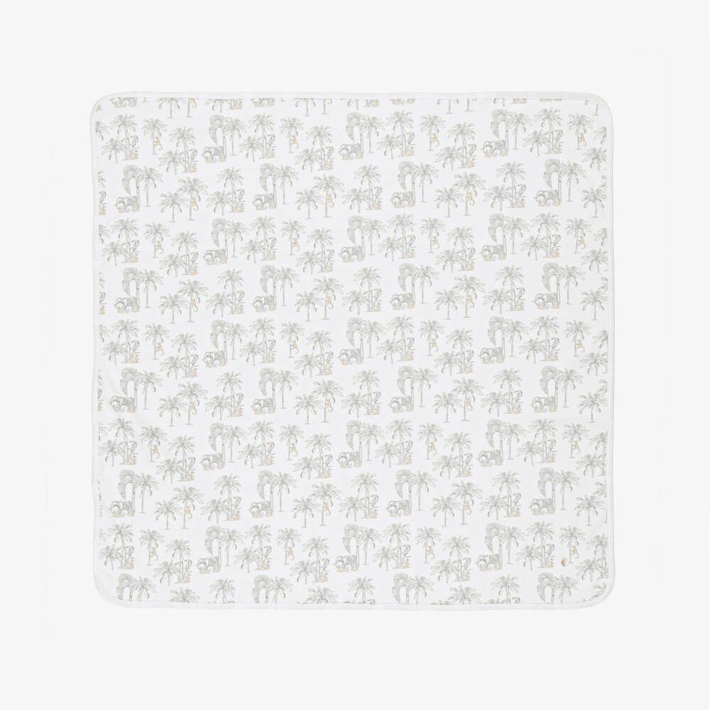 Pureté Du... Bébé-Baby Boys Cotton Blanket with Grey Jungle Print (73cm) | Childrensalon