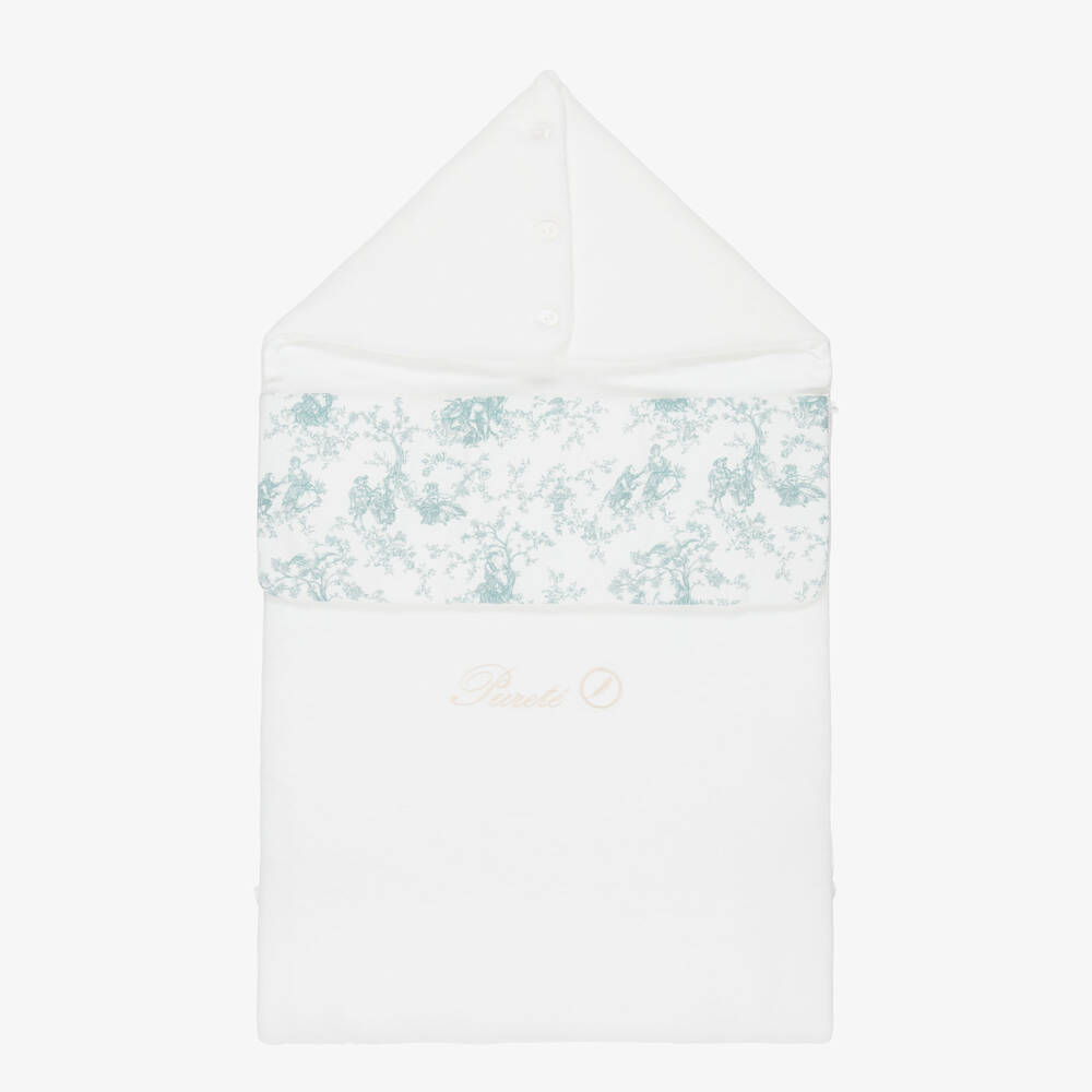 Pureté Du... Bébé-Baby Boys Ivory Velour & Green Toile De Jouy Nest  (90cm) | Childrensalon