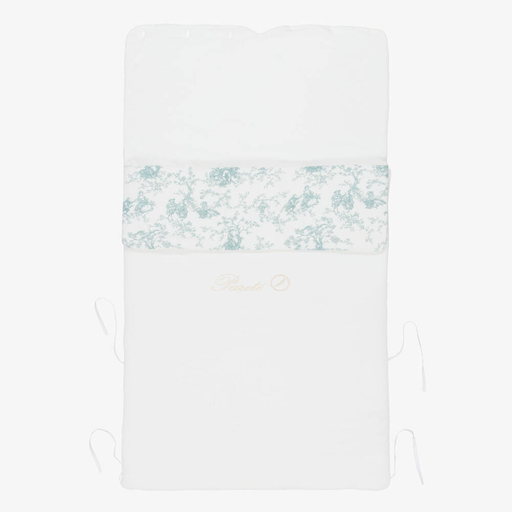 Pureté Du... Bébé-Baby Boys Ivory Velour & Green Toile De Jouy Nest  (90cm) | Childrensalon