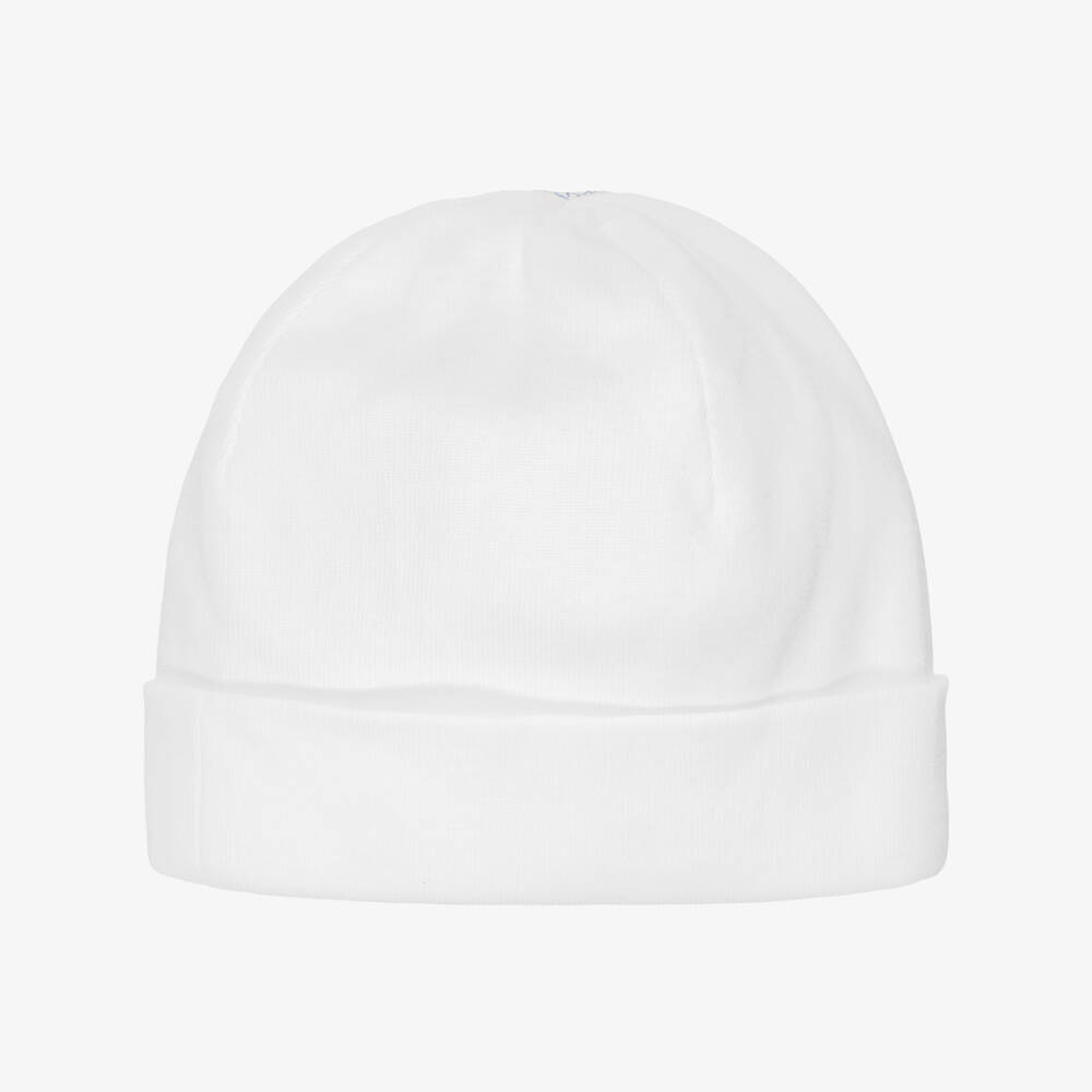 Pureté Du... Bébé-Baby Boys White & Blue Toile De Jouy Cotton Layette Hat | Childrensalon