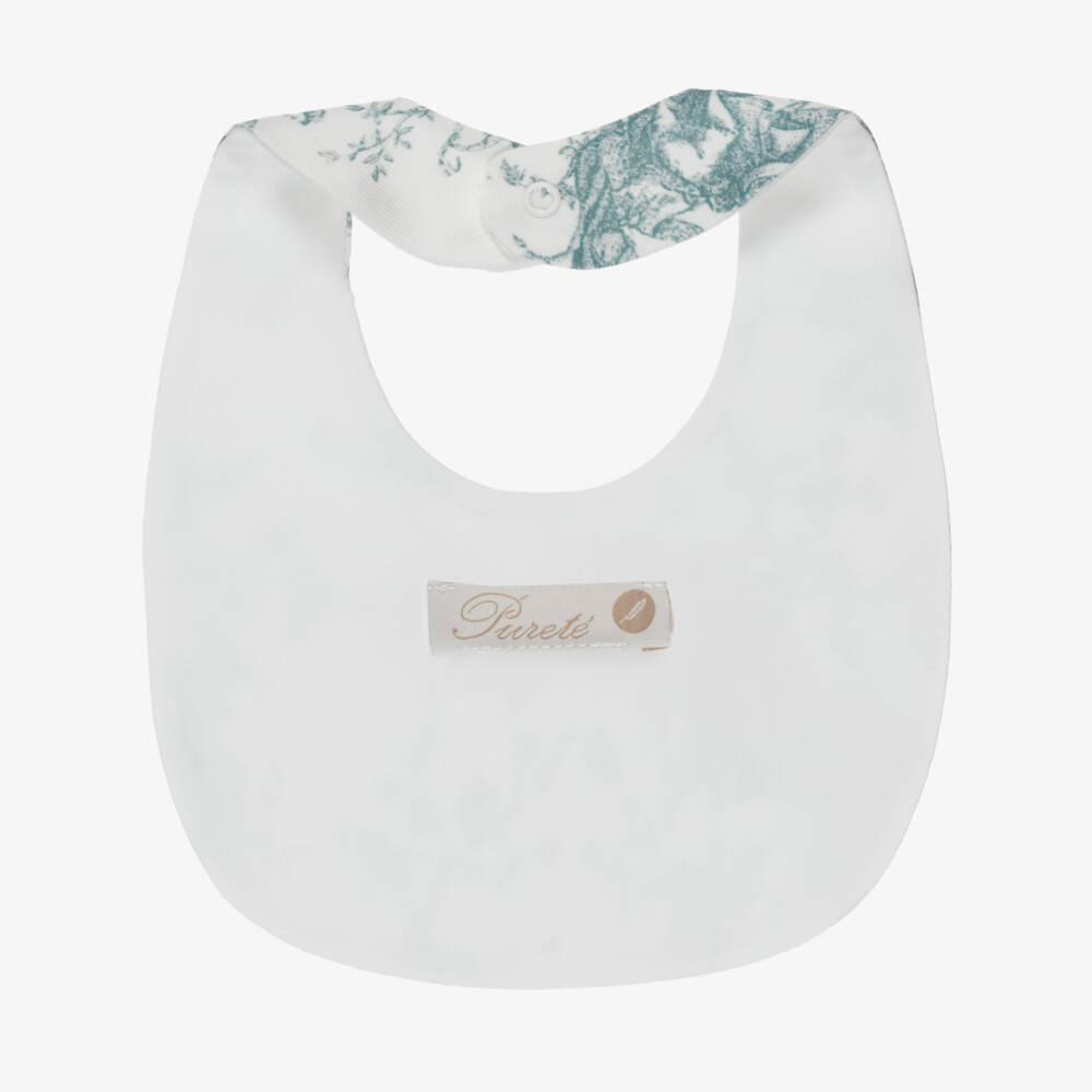 Pureté Du... Bébé-Baby Girls Ivory & Green Toile de Jouy Bib | Childrensalon