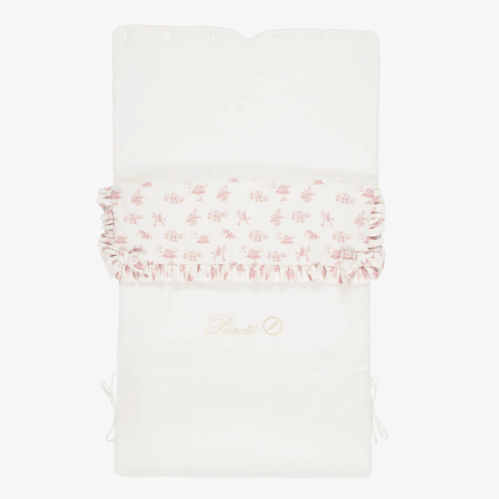 Pureté Du... Bébé-Baby Girls Ivory & Pink Toile De Jouy Nest (86cm) | Childrensalon
