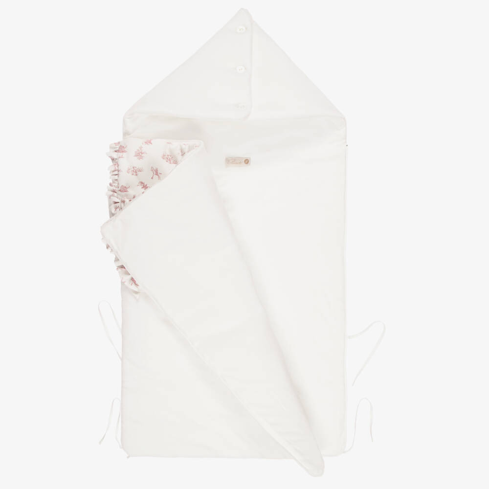 Pureté Du... Bébé-Baby Girls Ivory & Pink Toile De Jouy Nest (86cm) | Childrensalon
