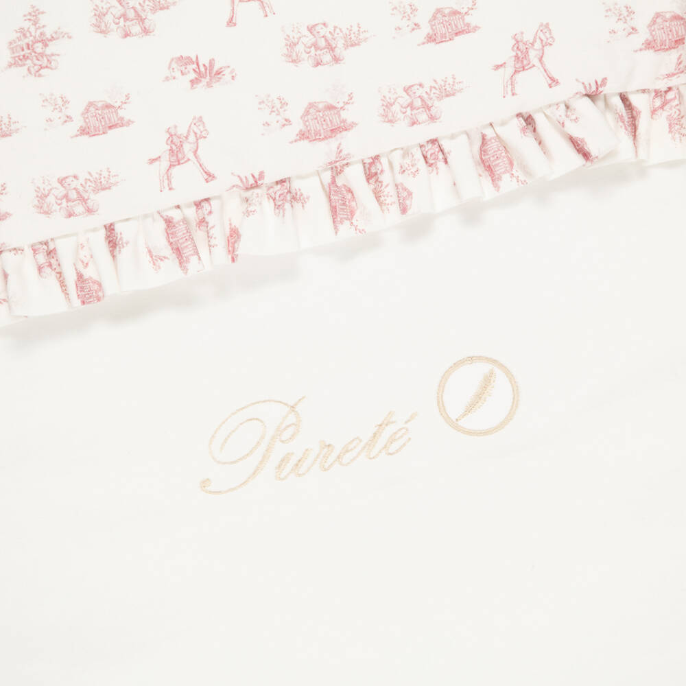 Pureté Du... Bébé-Baby Girls Ivory & Pink Toile De Jouy Nest (86cm) | Childrensalon