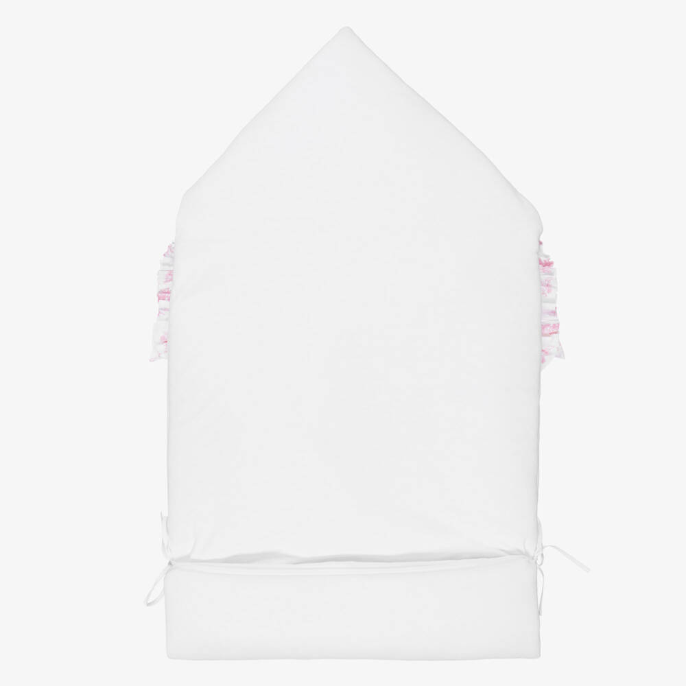Pureté Du... Bébé-Baby Girls White & Pink Toile de Jouy Cotton Nest (90cm) | Childrensalon