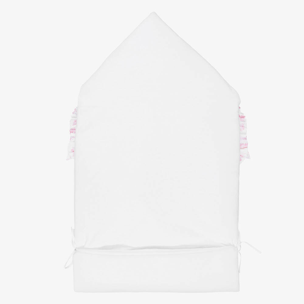 Pureté Du... Bébé-Baby Girls White & Pink Toile de Jouy Cotton Nest (90cm) | Childrensalon