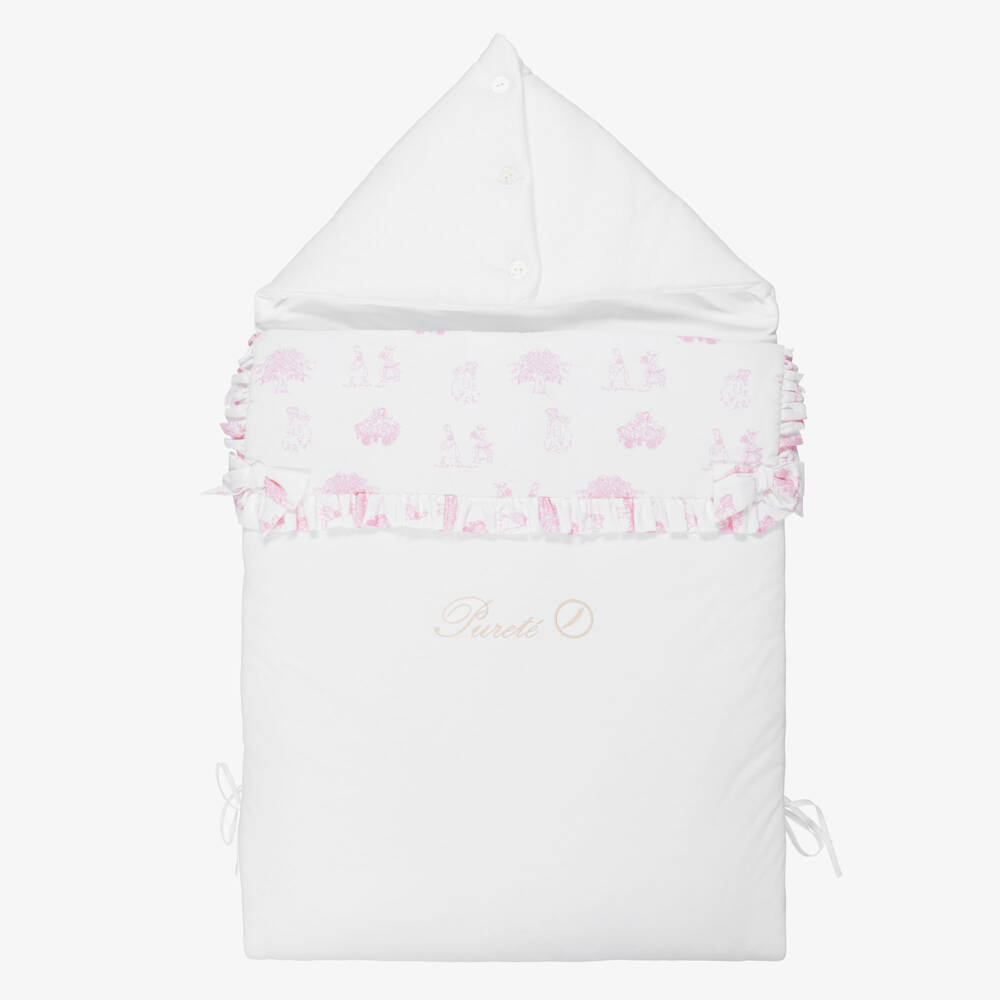 Pureté Du... Bébé-بيبي نيست قطن لون أبيض وزهري للبنات الرضع (90 سم) | Childrensalon