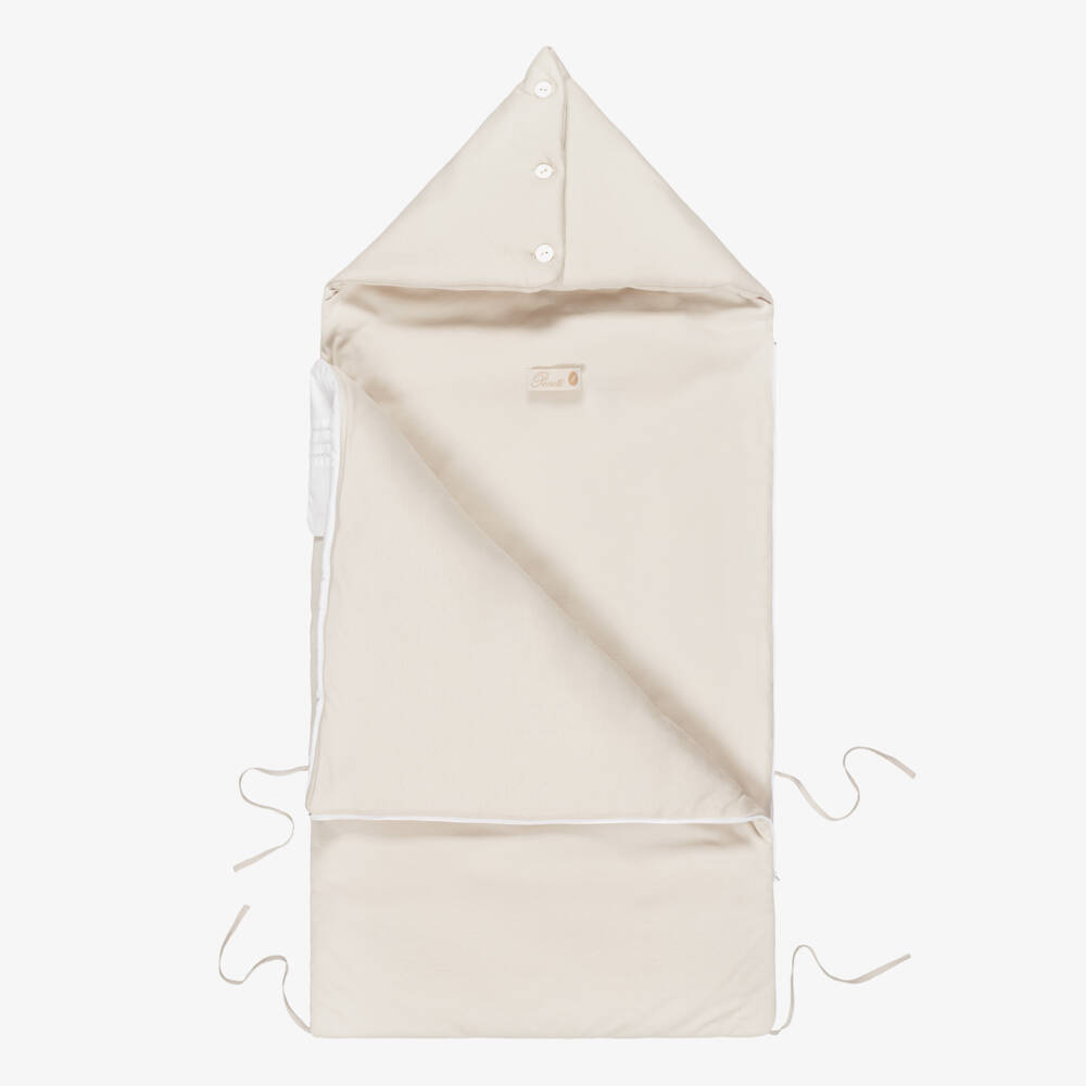 Pureté Du... Bébé-Beige Cotton Jersey Embroidered Baby Nest (90cm) | Childrensalon