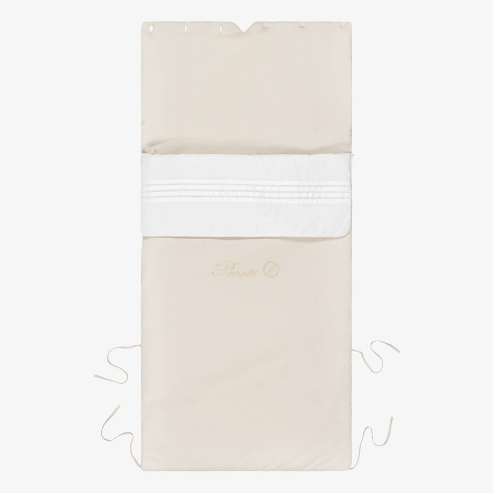 Pureté Du... Bébé-Beige Cotton Jersey Embroidered Baby Nest (90cm) | Childrensalon