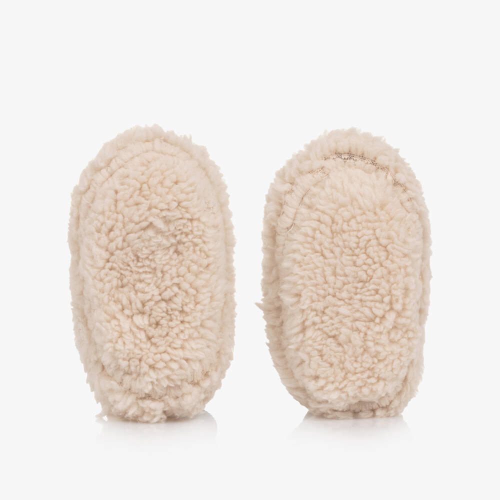 Pureté Du... Bébé-Beige Teddy Fleece Booties | Childrensalon