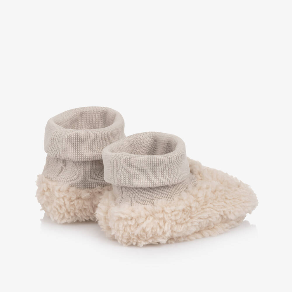 Pureté Du... Bébé-Beige Teddy Fleece Booties | Childrensalon