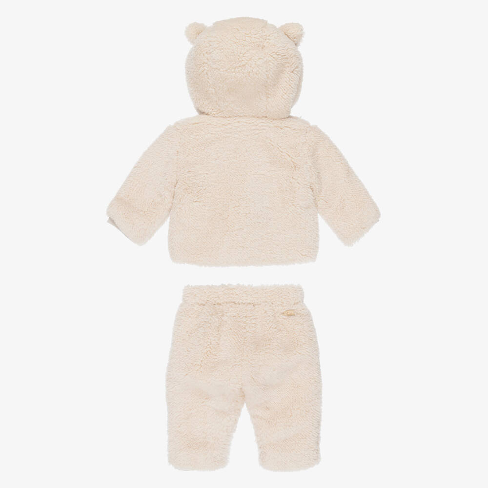 Pureté Du... Bébé-Beige Teddy Fleece Two-Piece Pramsuit | Childrensalon