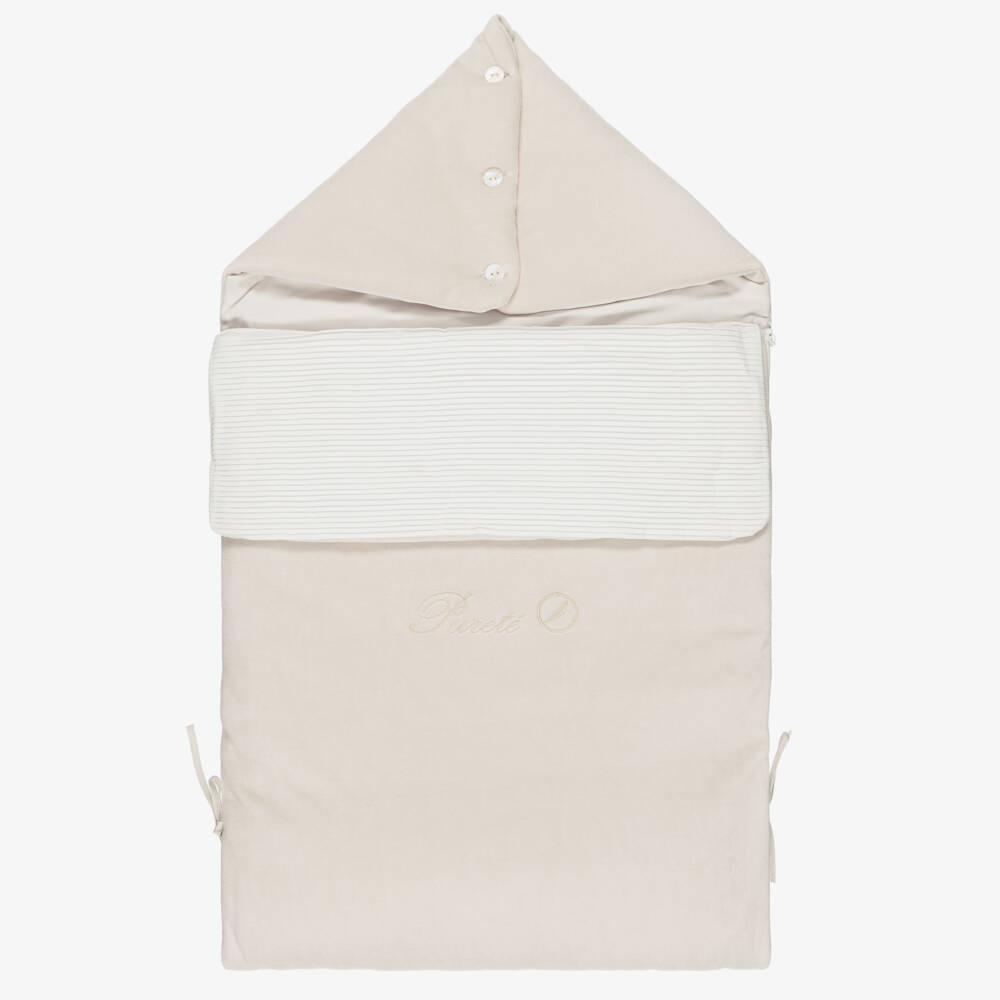 Pureté Du... Bébé-Beige Velour Padded Baby Nest (90cm) | Childrensalon