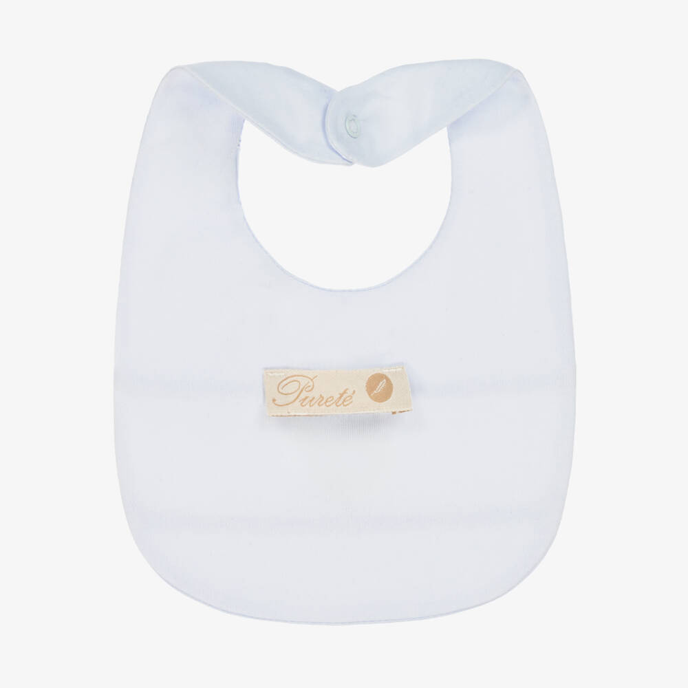 Pureté Du... Bébé-Слюнявчик голубой из хлопка с вышивкой лошадки-каталки | Childrensalon