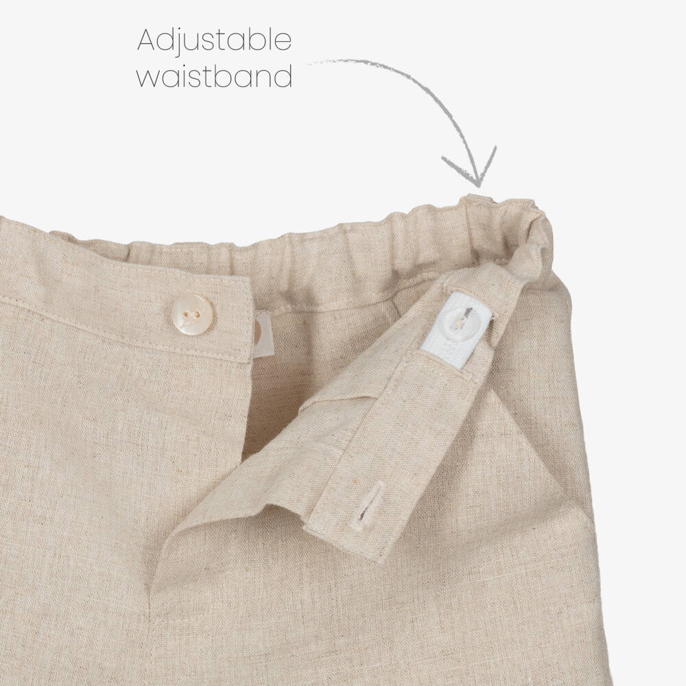 Pureté Du... Bébé-Boys White & Beige Shorts Set with Lacey Trim | Childrensalon