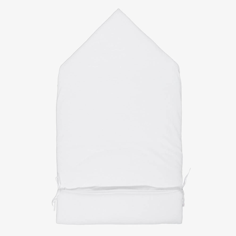 Pureté Du... Bébé-White Cotton Jersey Baby Nest with Beige Embroidery (90cm) | Childrensalon