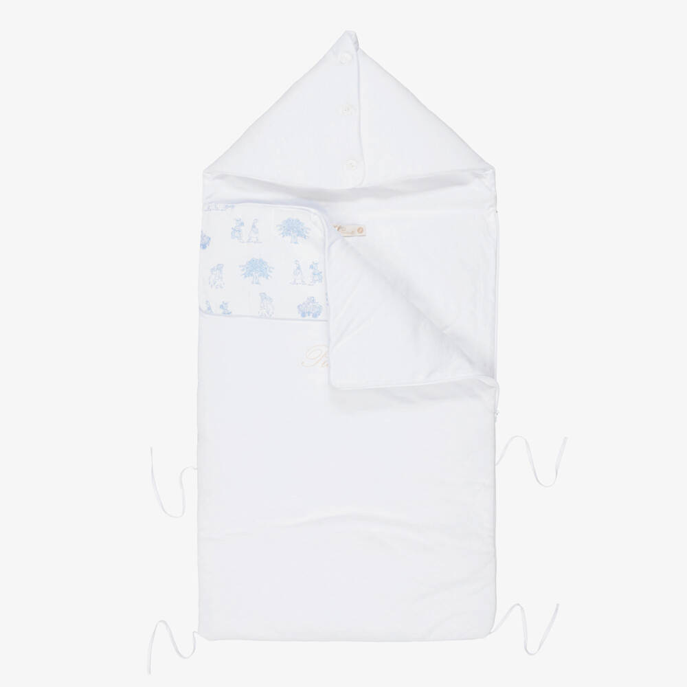 Pureté Du... Bébé-بيبي نيست قطن جيرسي لون أبيض وأزرق للرضع (90 سم) | Childrensalon