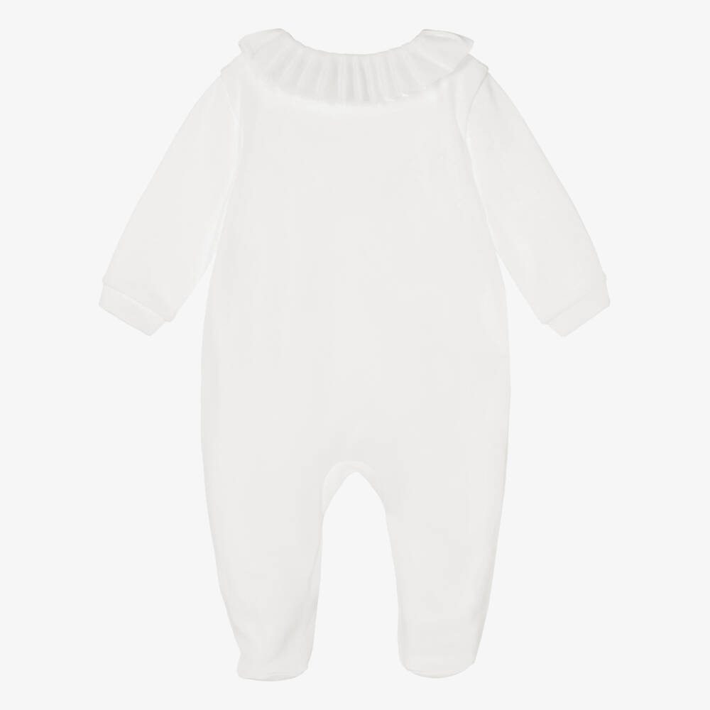 Pureté Du... Bébé-Girls Ivory Cotton Pleat Collar Babygrow | Childrensalon
