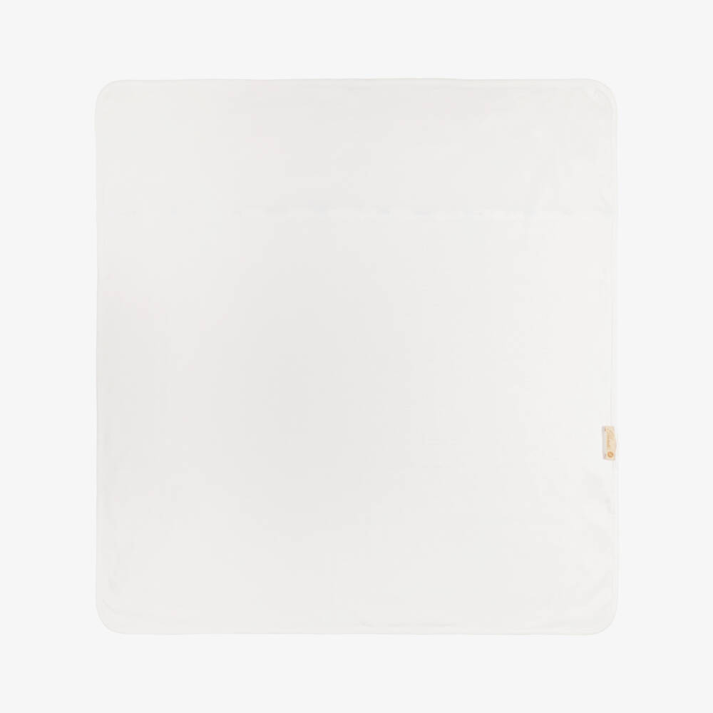 Pureté Du... Bébé-Girls White & Blue Toile De Jouy Cotton Blanket (73cm) | Childrensalon