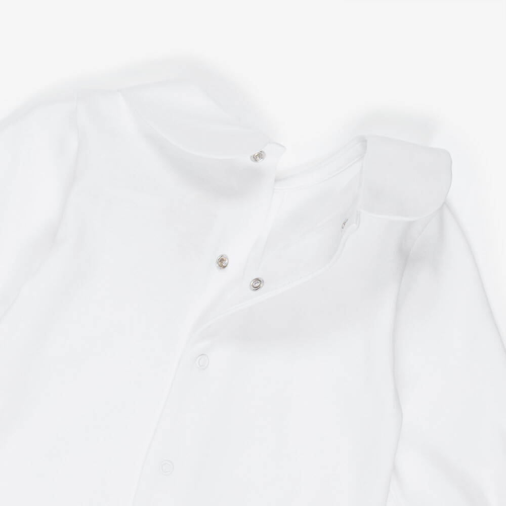 Pureté Du... Bébé-Girls White Cotton Babygrow with Embroidered Collar | Childrensalon