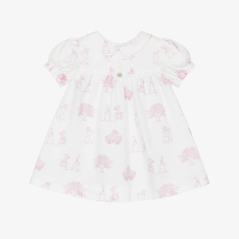 Pureté Du... Bébé-فستان قطن لون أبيض وزهري للبنات | Childrensalon
