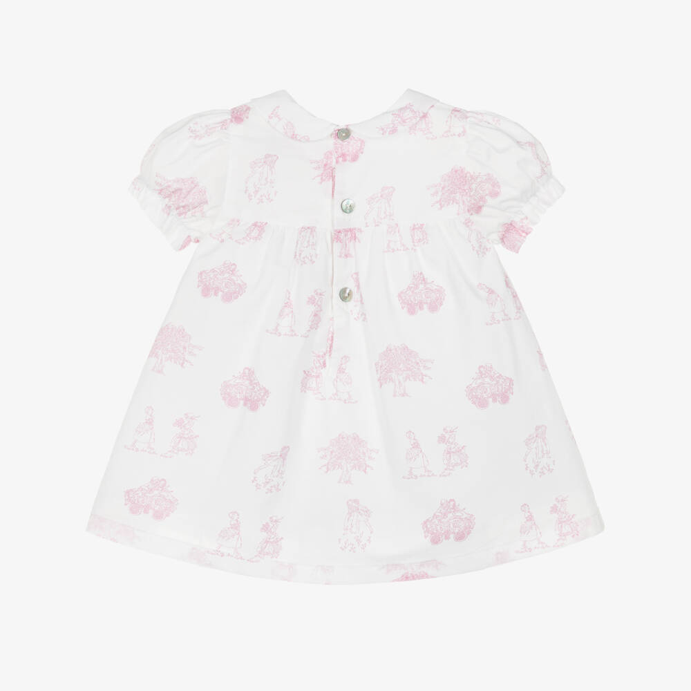 Pureté Du... Bébé-فستان قطن لون أبيض وزهري للبنات | Childrensalon