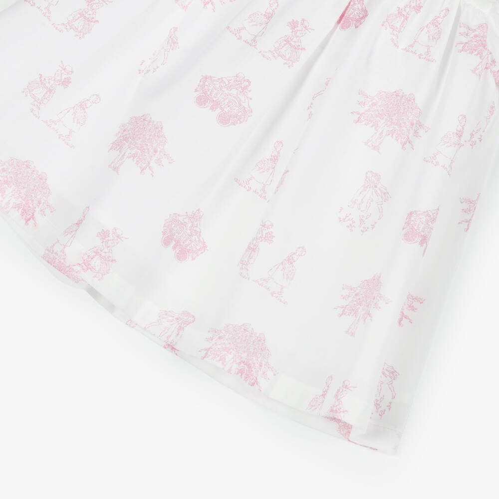 Pureté Du... Bébé-فستان قطن لون أبيض وزهري للبنات | Childrensalon