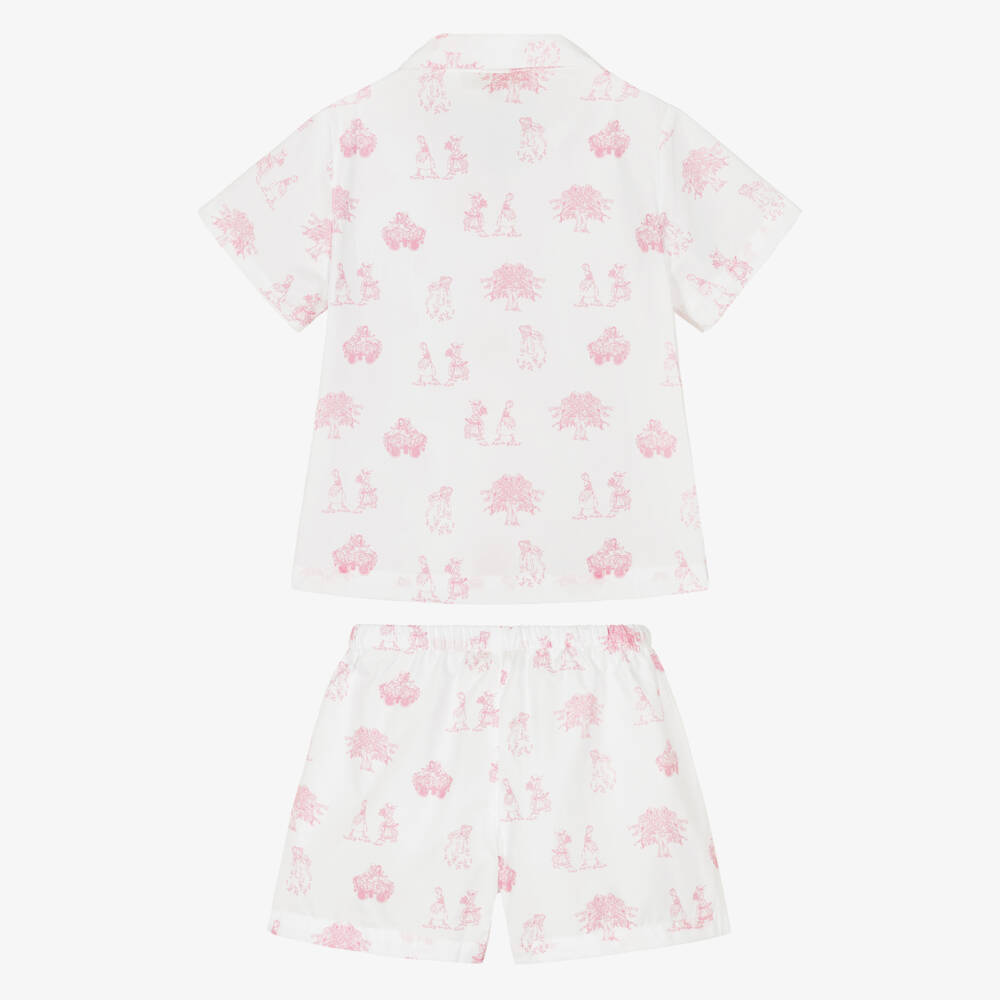 Pureté Du... Bébé-Girls White & Pink Toile De Jouy Cotton Pyjamas | Childrensalon