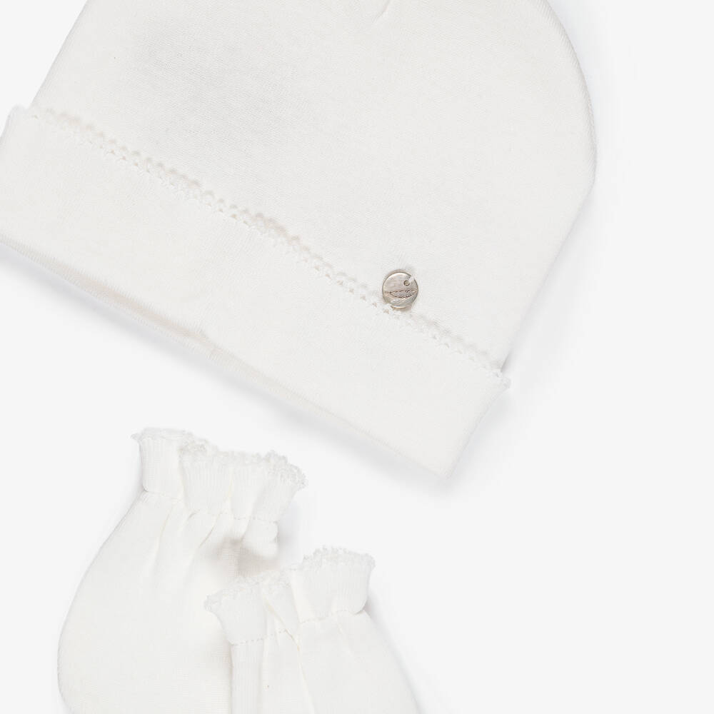 Pureté Du... Bébé-Ivory Baby Layette Hat & Mittens | Childrensalon