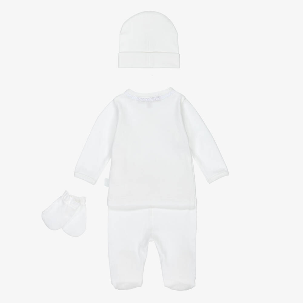 Pureté Du... Bébé-Ivory Cotton Babysuit Set with Lace Trim | Childrensalon