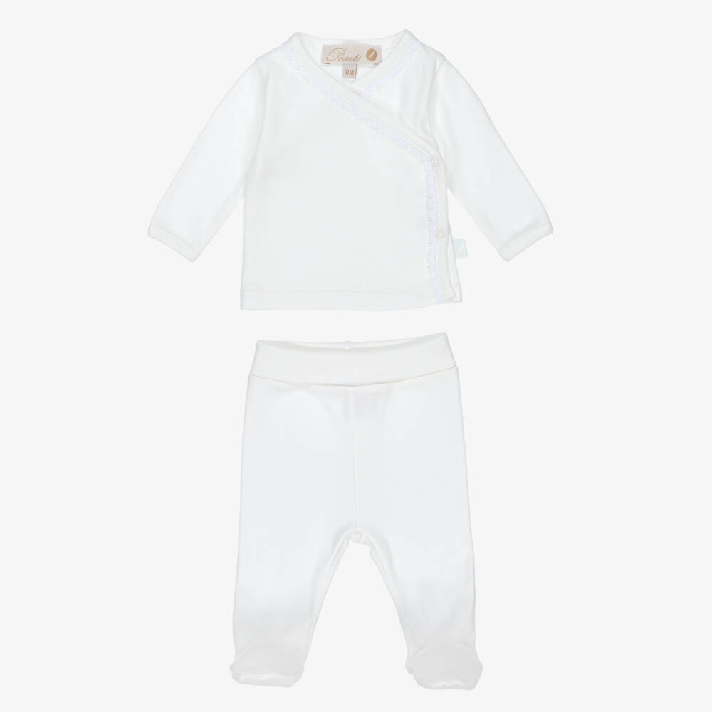 Pureté Du... Bébé-Ivory Cotton Babysuit Set with Lace Trim | Childrensalon