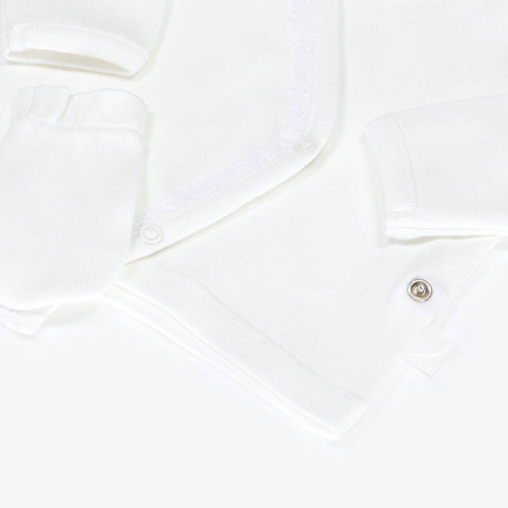 Pureté Du... Bébé-Ivory Cotton Babysuit Set with Lace Trim | Childrensalon